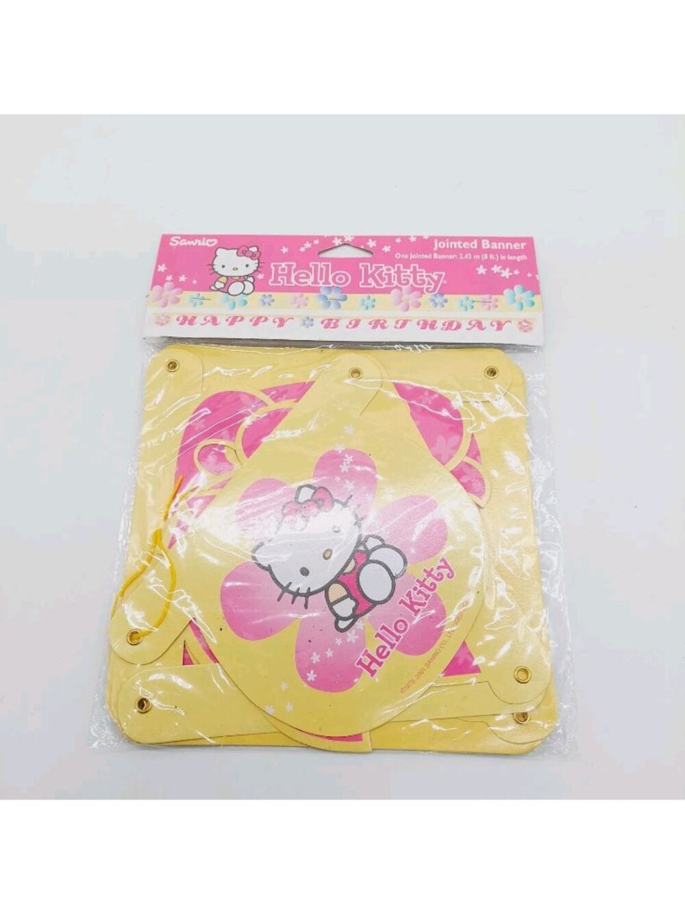 Sanrio Hello Kitty Happy Birthday Banner 8 Foot Pastels Yellow Pink 2001 Jointed